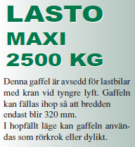 LASTO Maxi Pallgaffel ihopfällbar- WLL: 2500 kg