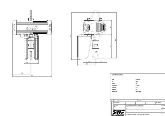 SWF Krantechnik Elektrisk kättingtelfer - EWL 3mtr WLL: 500 Kg, 400V, 4/1m/min