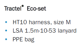Tractel Eco-set HT10- Harness + LSA 1.5m10-53 lanyard+PPE bag-stl M