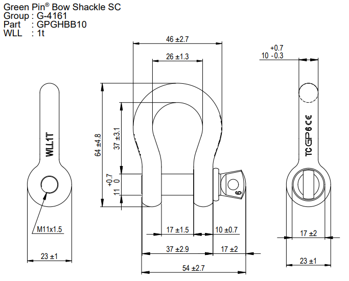 Ladda bild i galleriet, Schackel Green Pin® G-4161 - WLL: 42.5T
