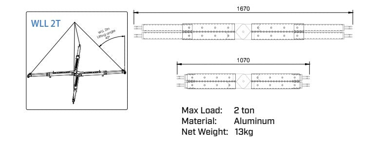 Ladda bild i galleriet, Aluexbeams Aluex 2 KryssOk  Aluminium 1670-1070mm WLL 2T
