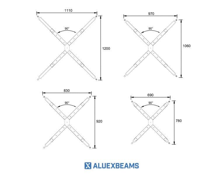Ladda bild i galleriet, Aluexbeams Aluex 2 KryssOk  Aluminium 1670-1070mm WLL 2T
