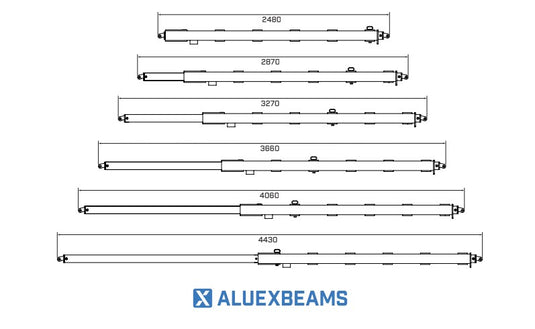 Aluexbeams Aluex Spridarbalk STR 5  Aluminium 2480-4430 mm WLL 5T