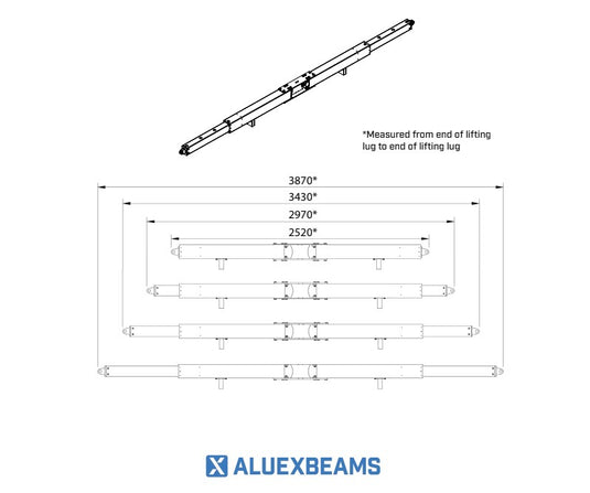 Aluexbeams Aluex Spridarbalk STR 9  Aluminium 2520-3870 mm WLL 9T