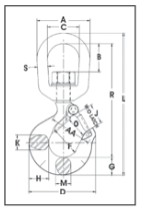 Crosby Alloy Krok med kullagerlekare L-322AN - WLL: 15 T
