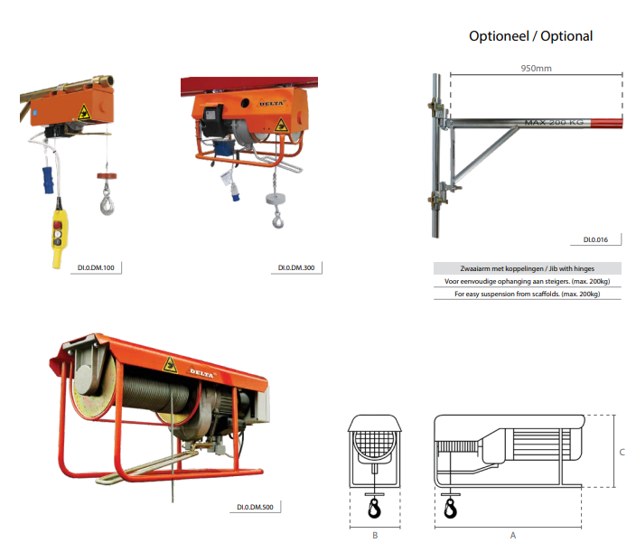 Ladda bild i galleriet, Delta Elektrisk vinsch DM/DT Lyft/drag  WLL 0.15T-0.2T EWL 16mtr-98mtr
