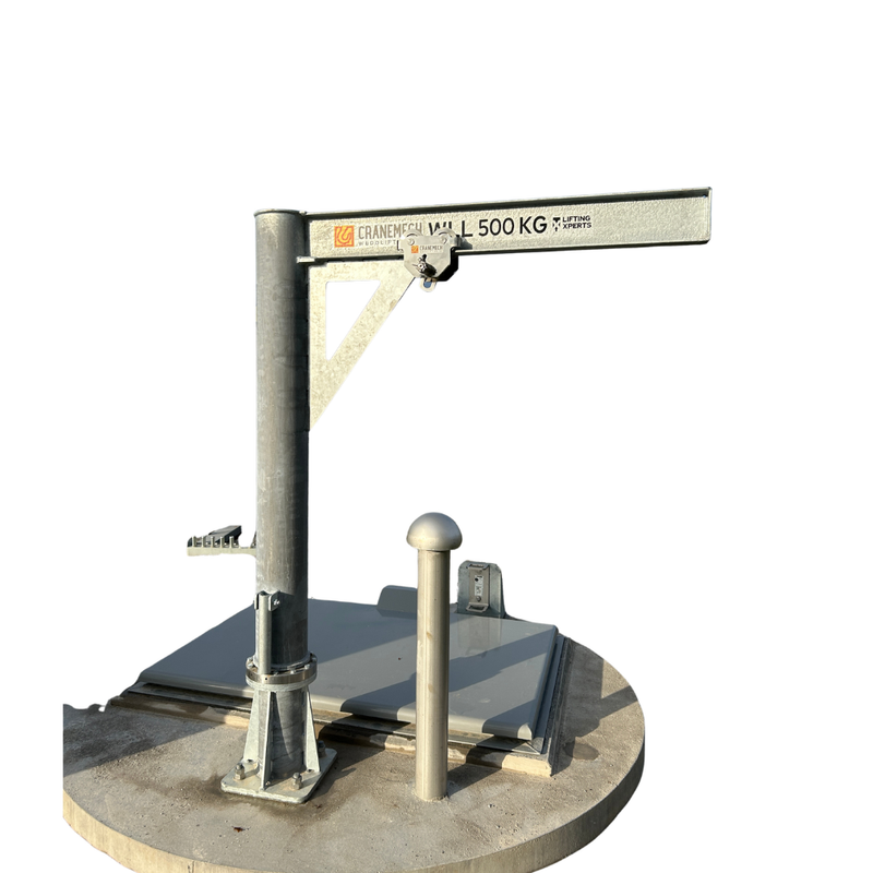 Ladda bild i galleriet, LiftingXperts Pelarsvängkran Galvad  WLL 125kg Arm: 1,2m HU: 1,7m WLL 0.1 T
