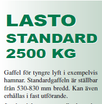 LASTO Standard Pallgaffel justerbara fötter - WLL: 2500 kg