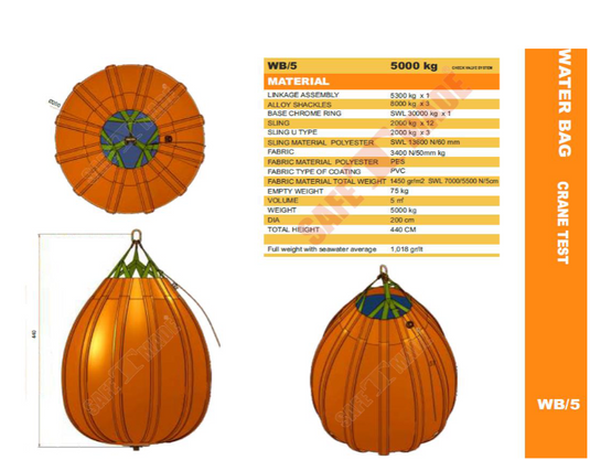 Uthyrning Safe T Made Vattensäck för marin provbelastning WLL 5.5T. Pris / dygn.